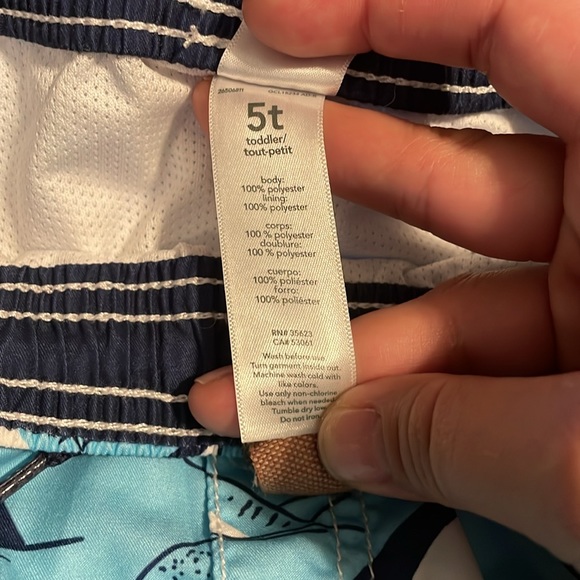 Carter’s 5T boys swim trunks. Blue with shark print. - Picture 3 of 4